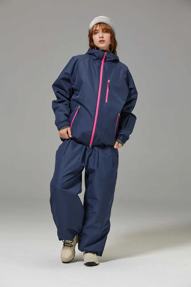 Unisex baggy two-piece ski suit — Navy