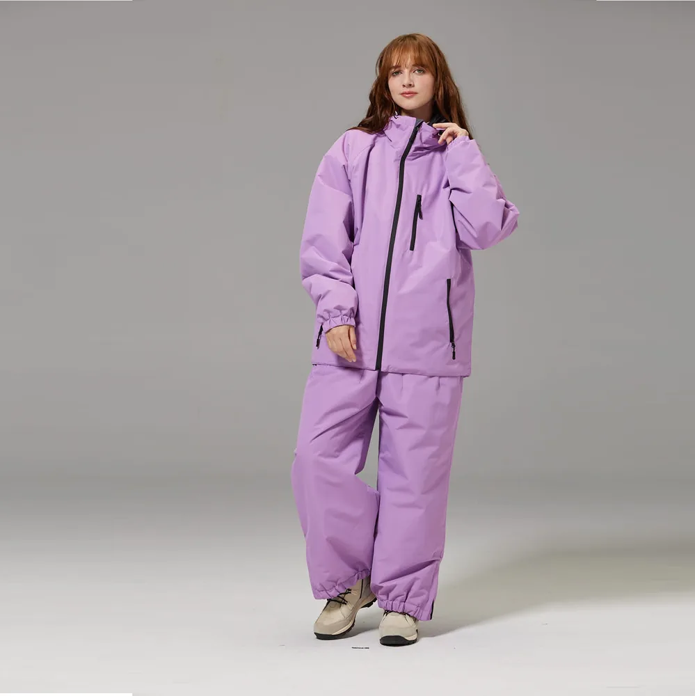 Unisex baggy two-piece ski suit — Light Purple