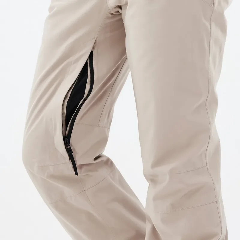 Unisex Beige Ski Pants — 1 Colourway — Beige, leg vent close-up