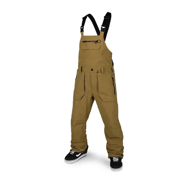 Unisex Bib Pants — 3 Colourways — Khaki, front view