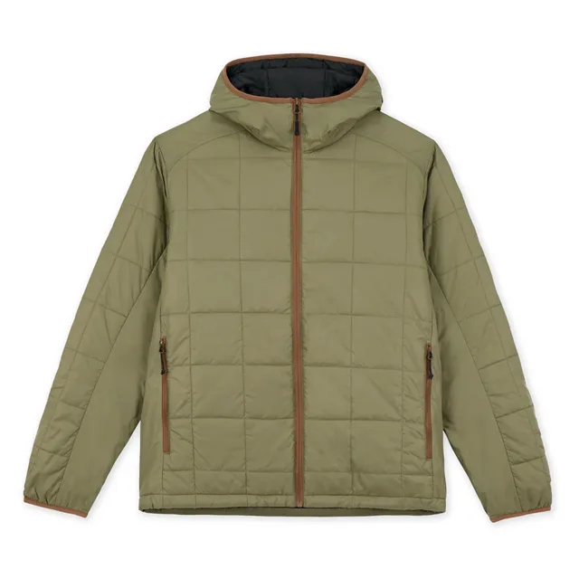 Unisex Box-Quilted Hooded Jacket — Army Green — Army Green, front view