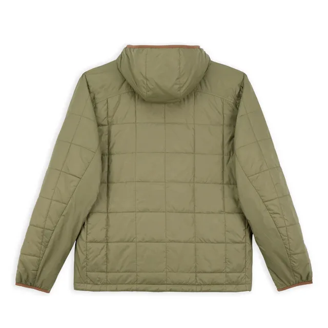 Unisex Box-Quilted Hooded Jacket — Army Green — Army Green, back view