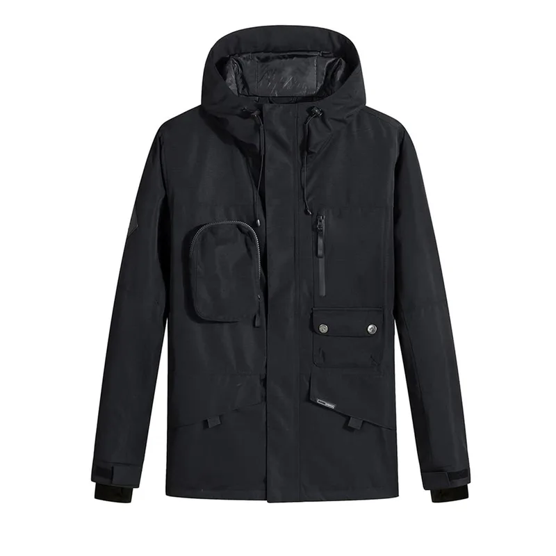 Unisex Cargo Ski Jacket — 4 Colourways — Black, front view
