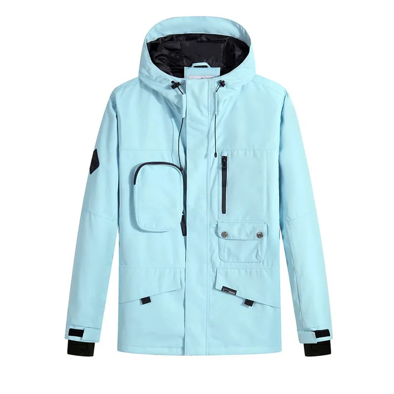 Unisex Cargo Ski Jacket — 4 Colourways — Light Blue, front view