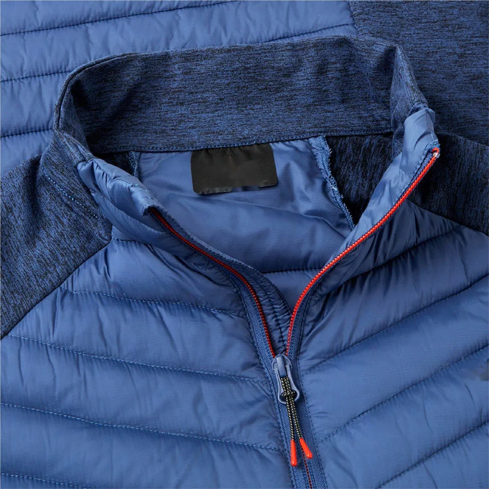 Unisex Chevron Hybrid Jacket — Navy — Navy, collar and zipper detail