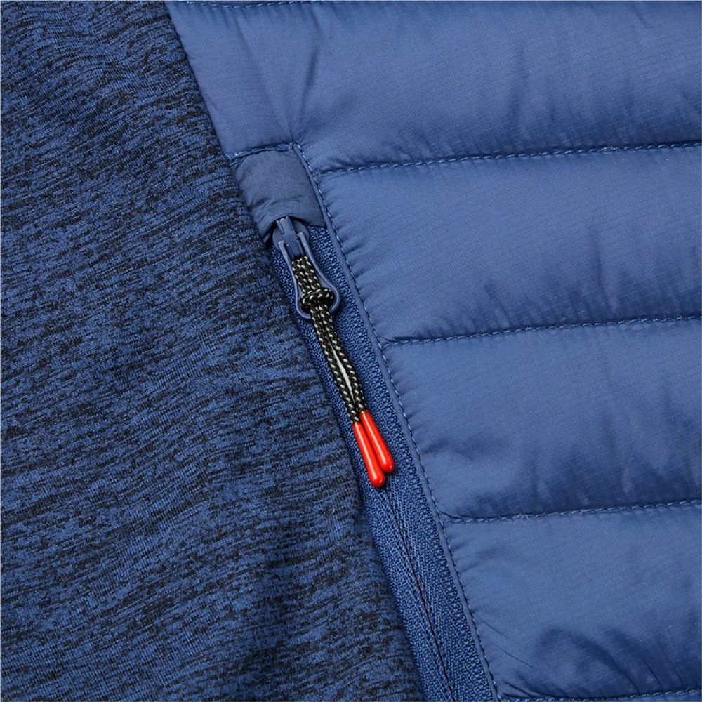 Unisex Chevron Hybrid Jacket — Navy — Navy, pocket zipper detail