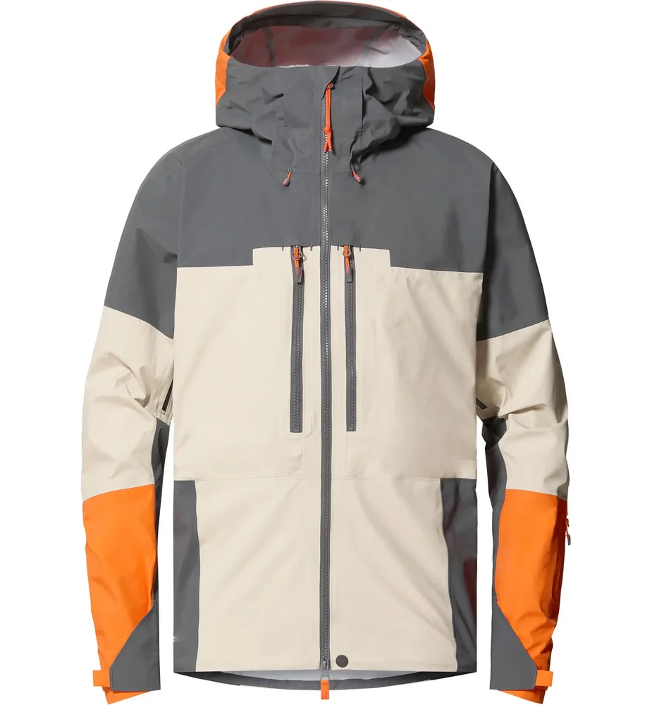 Unisex 3-Layer Jacket — Beige, Grey & Orange — Beige, Grey & Orange, front view