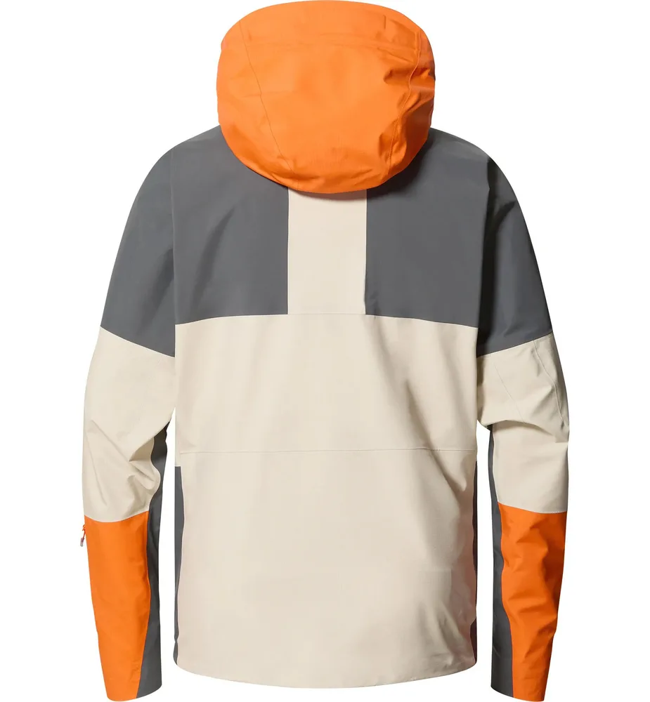 Unisex 3-Layer Jacket — Beige, Grey & Orange — Beige, Grey & Orange, back view