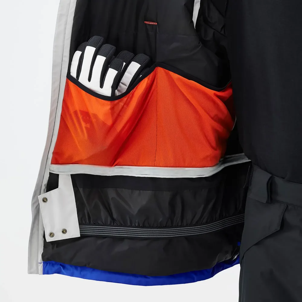 Unisex Colour-Block Ski Jacket — Grey / Blue / Black, lining and inner pocket detail