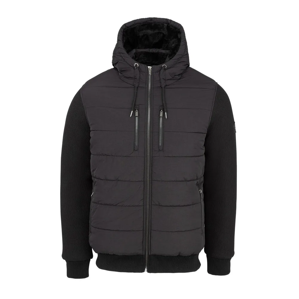 Unisex Down Jacket — Charcoal & Black — Charcoal & Black, front view