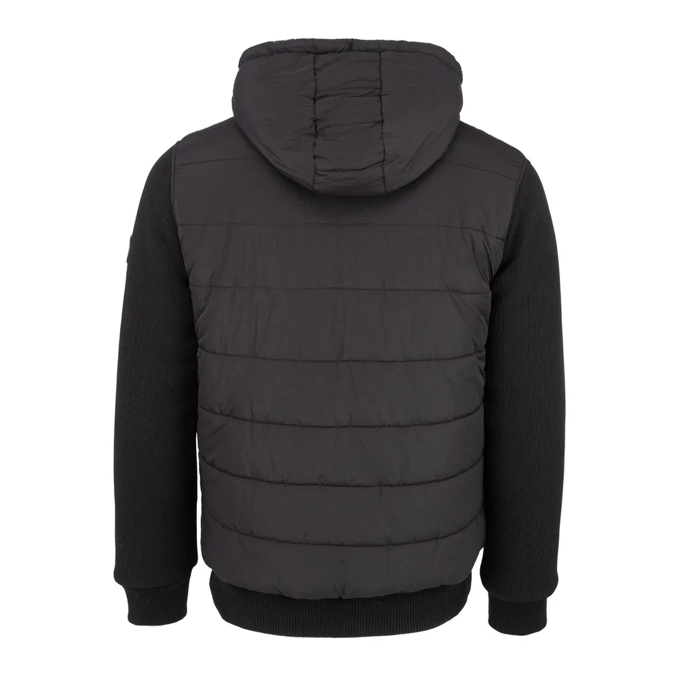 Unisex Down Jacket — Charcoal & Black — Charcoal & Black, back view