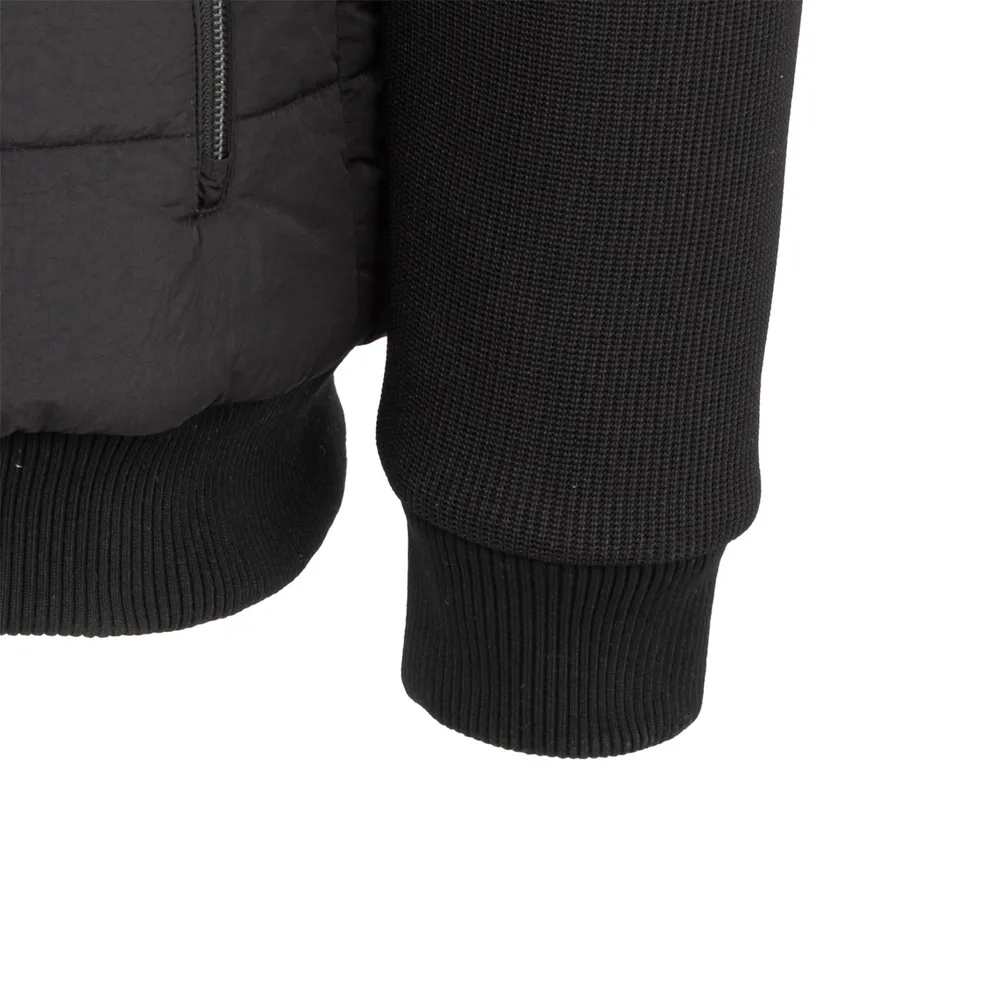 Unisex Down Jacket — Charcoal & Black — Charcoal & Black, cuff and hem detail