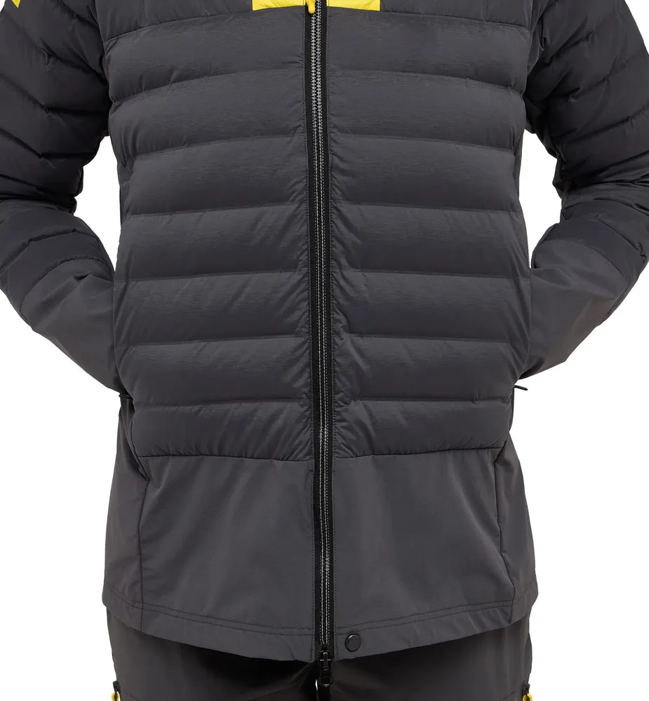 Unisex Duck Down Jacket — Black — Black, front detail, worn