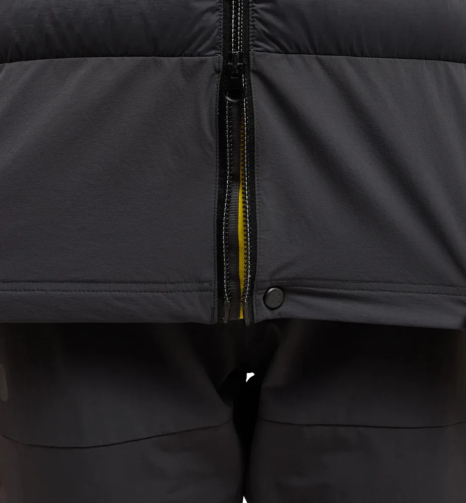 Unisex Duck Down Jacket — Black — Black, hem and zipper detail
