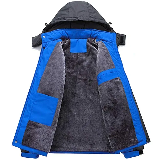 Unisex Fleece-Lined Jacket — 2 Colourways — Blue & Grey, open fleece lining view