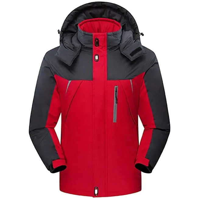 Unisex Fleece-Lined Jacket — 2 Colourways — Red & Black, front view