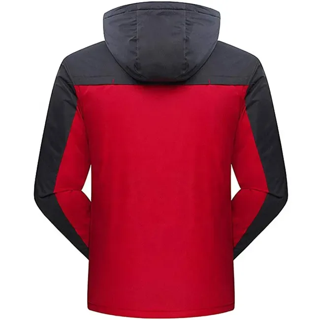 Unisex Fleece-Lined Jacket — 2 Colourways — Red & Black, back view