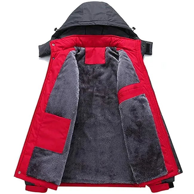 Unisex Fleece-Lined Jacket — 2 Colourways — Red & Black, open fleece lining view