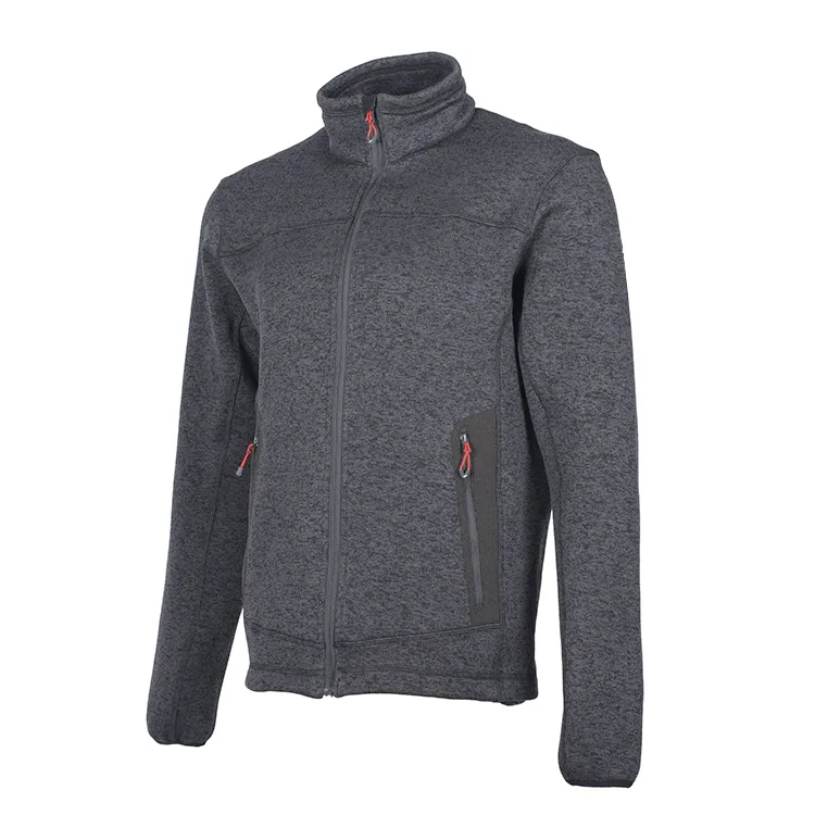 Unisex Fleece Jacket — Grey — Grey, front view, angled
