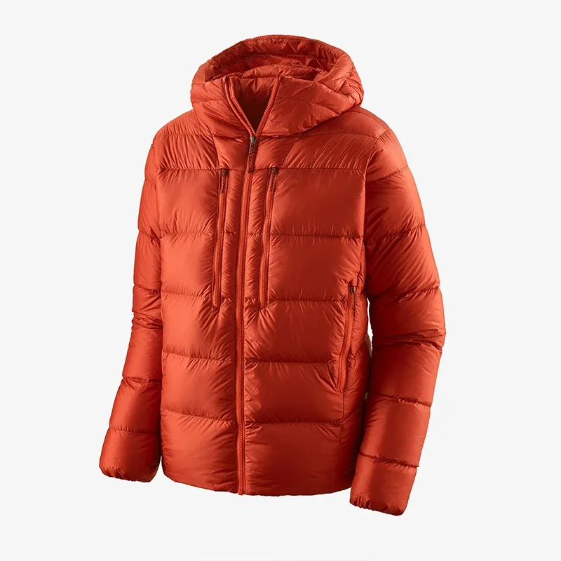 Unisex Goose Down Puffer Jacket — 3 Colourways — Orange, front view