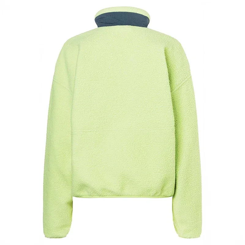 Unisex Half-Zip Fleece Jacket — Yellow & Dark Navy — Yellow, back view