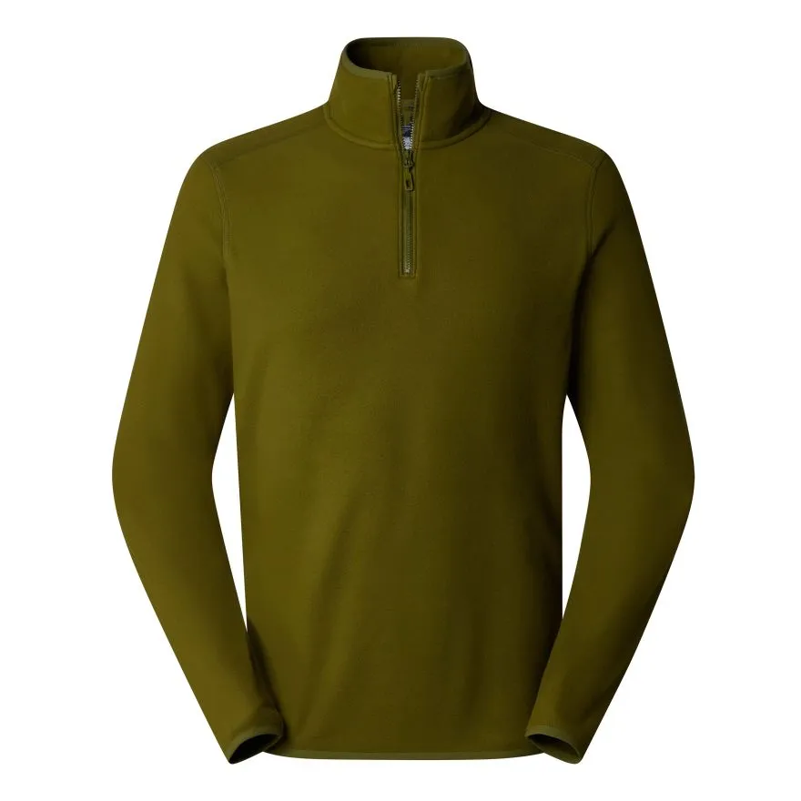 Unisex Half-Zip Fleece Pullover — Olive & Black — Olive, front view