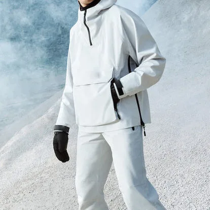 Unisex Half-Zip Pullover Ski Jacket — White