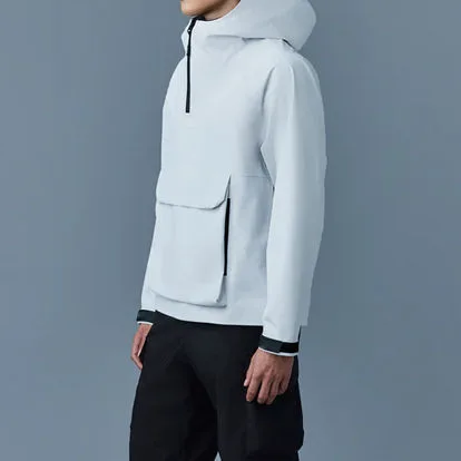 Unisex Half-Zip Pullover Ski Jacket — White — White, worn side view