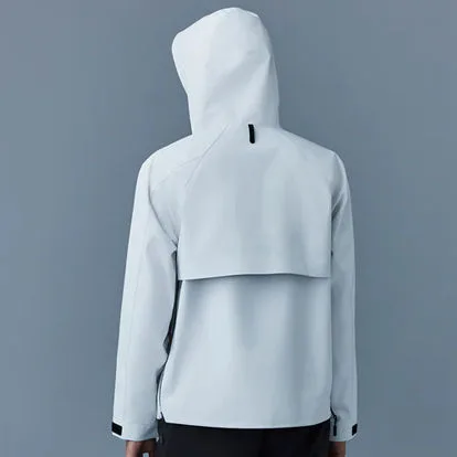 Unisex Half-Zip Pullover Ski Jacket — White — White, worn back view, showing the vented yoke