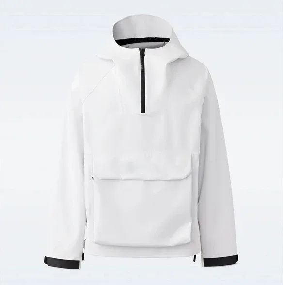 Unisex Half-Zip Pullover Ski Jacket — White — White, front view
