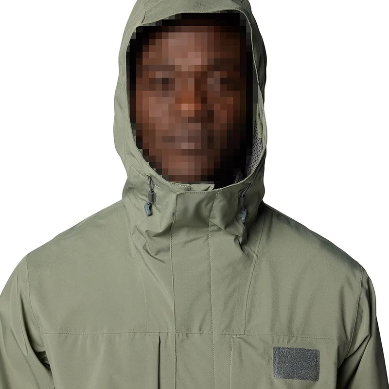 Unisex Hardshell Jacket — Light Green & Black — Light Green, front close view