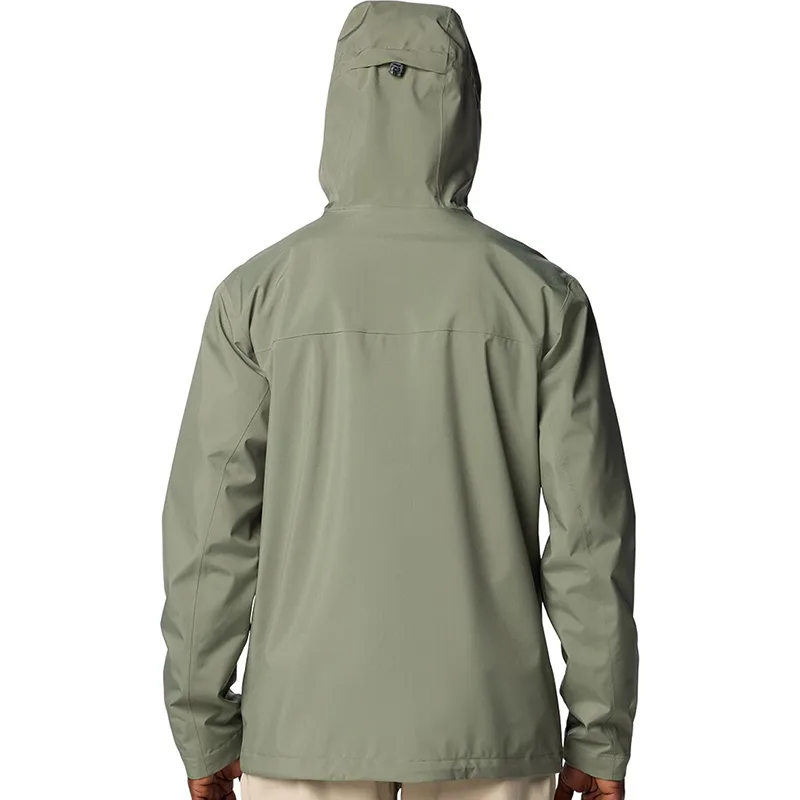 Unisex Hardshell Jacket — Light Green & Black — Light Green, back view