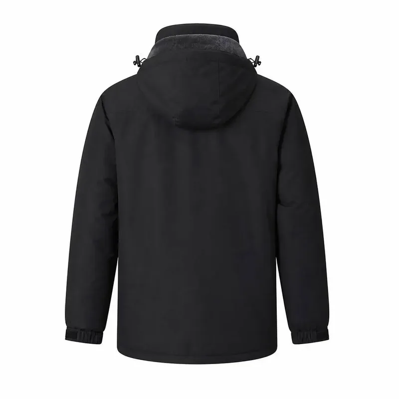 Unisex Hooded Down Jacket — Black — Black, back view