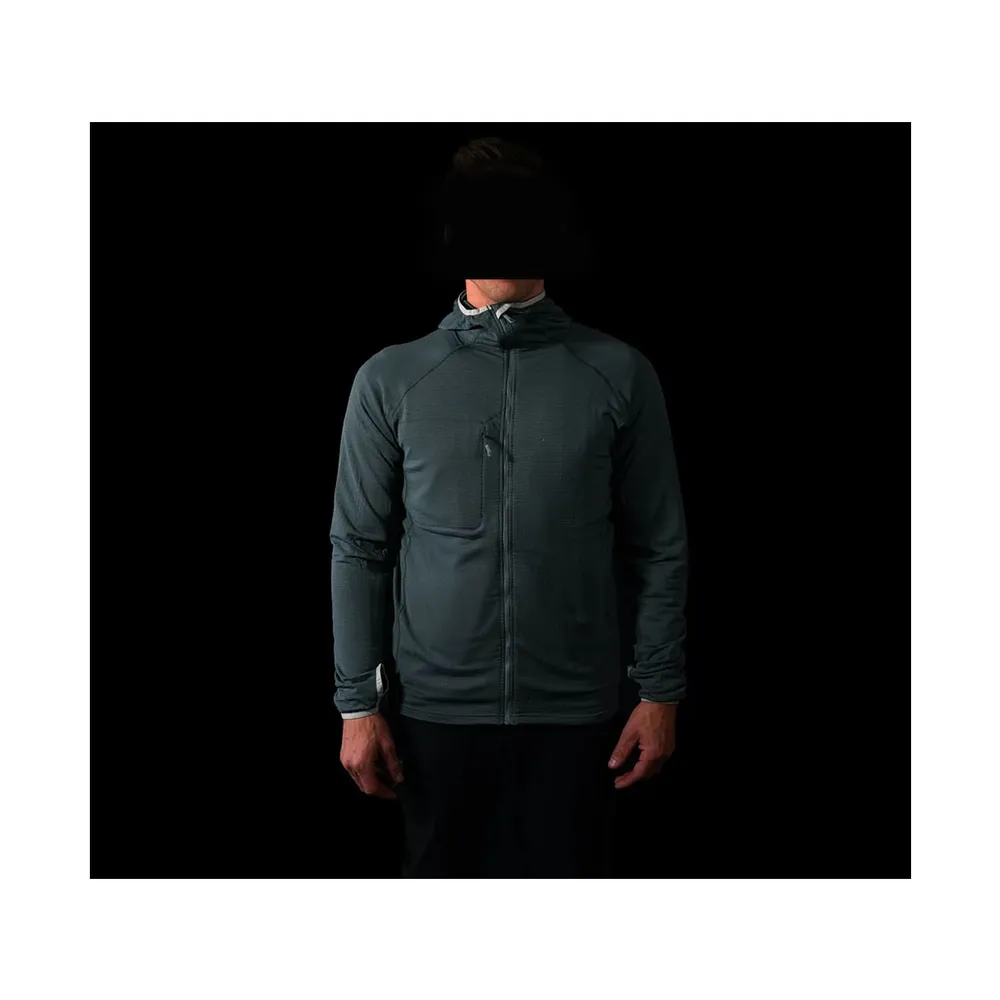 Unisex Hooded Fleece Jacket — Dark Blue — Dark Blue, worn front view