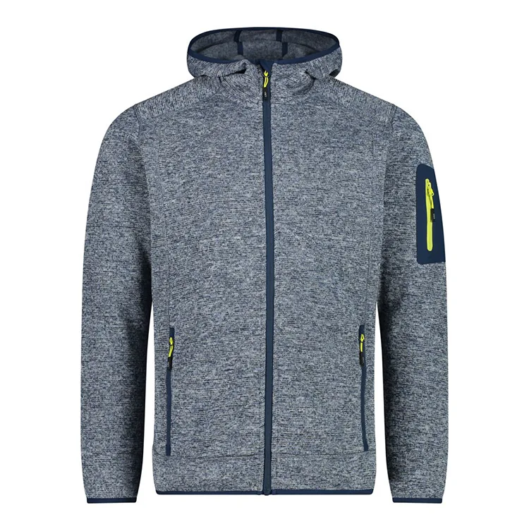 Unisex Hooded Fleece Jacket — Grey Heather — Grey Heather, front view