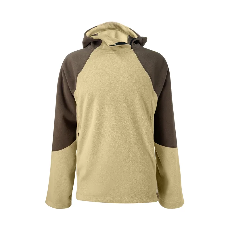 Unisex Hooded Fleece Pullover — 2 Colourways — Khaki, front view