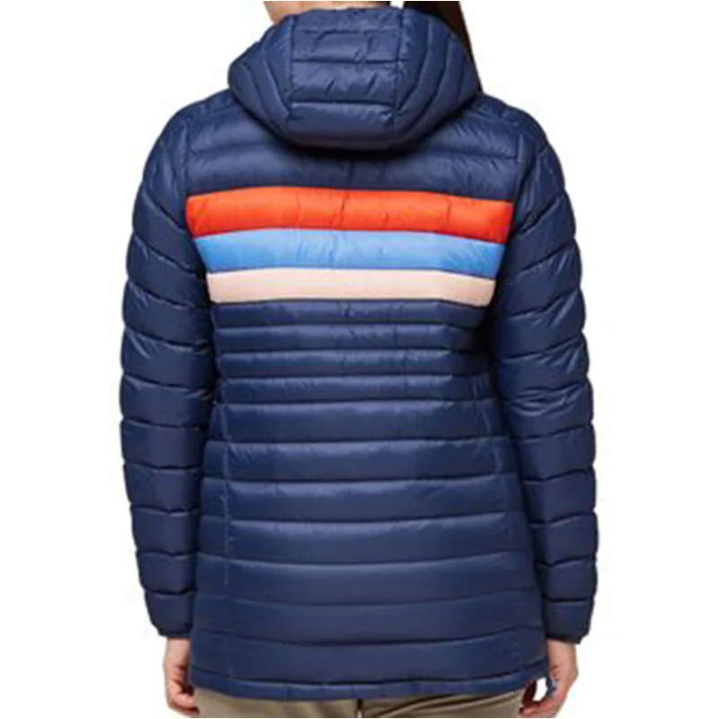 Unisex Hooded Half-Zip Quilted Jacket — Navy — Navy, back view, worn