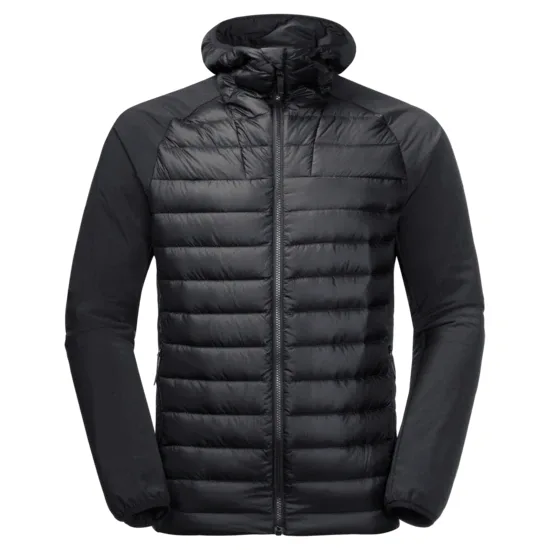 Unisex Hooded Hybrid Jacket — Black — Black, front view