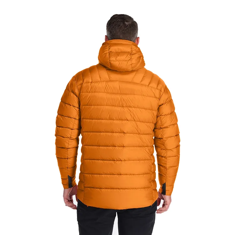 Unisex Hooded Padded Jacket — Orange — Orange, back view