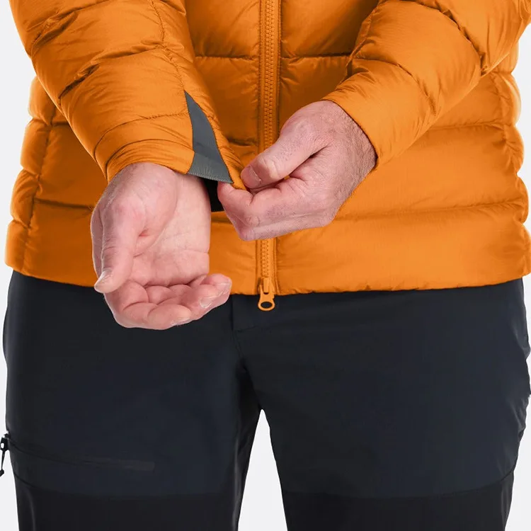 Unisex Hooded Padded Jacket — Orange — Orange, cuff detail