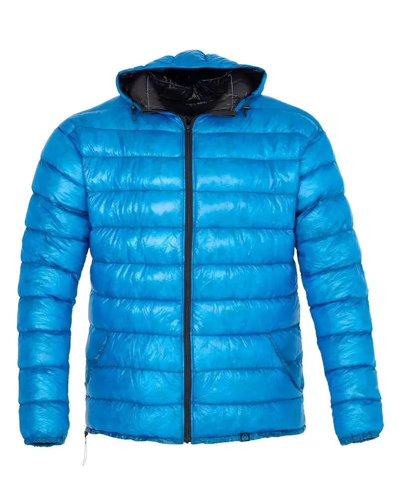 Unisex Hooded Puffer Jacket — 3 Colourways — Bright Blue, front flat view