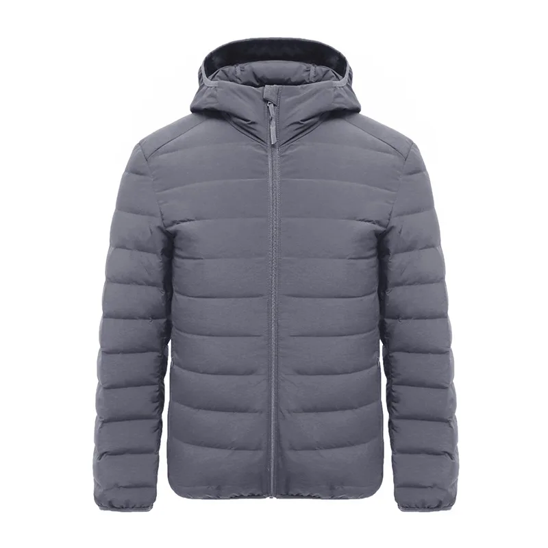 Unisex Hooded Puffer Jacket — 4 Colourways — Dark Grey, front view