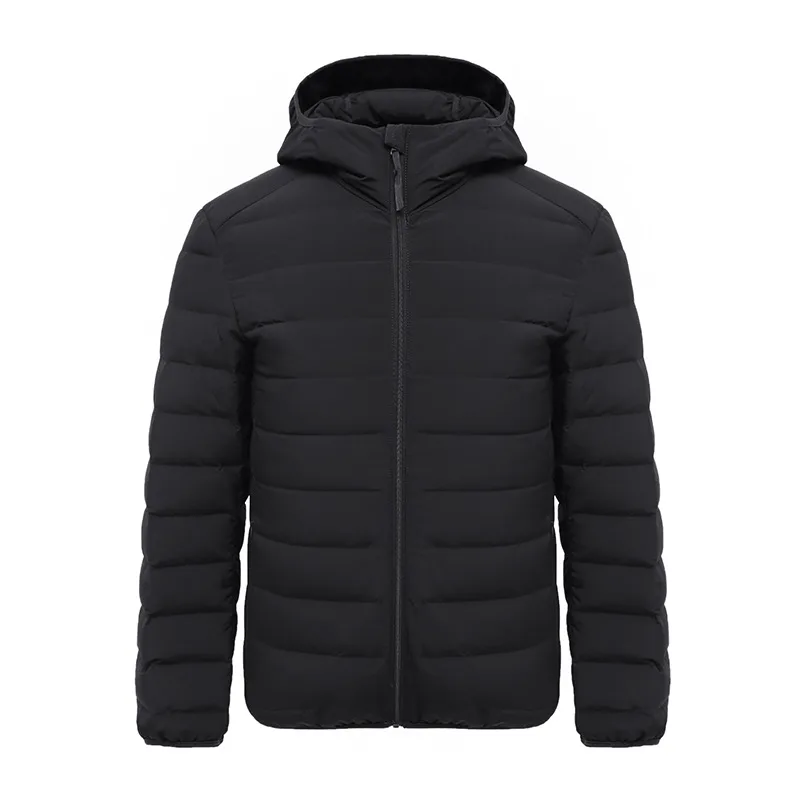 Unisex Hooded Puffer Jacket — 4 Colourways — Black, front view