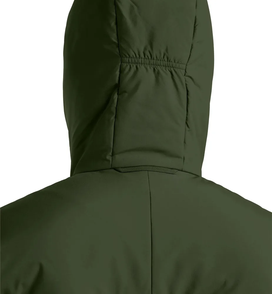 Unisex Hooded Puffer Jacket — Army Green — Army Green, hood detail