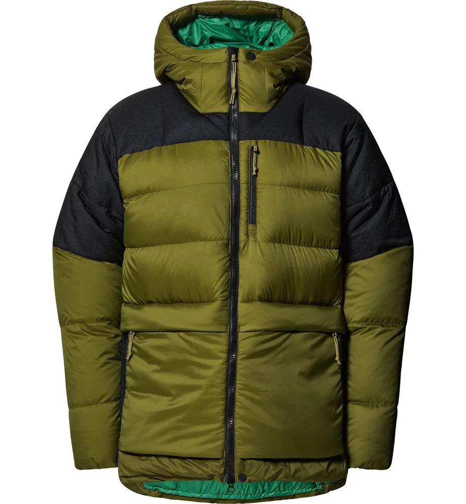 Unisex Hooded Puffer Jacket — Army Green & Black — Army Green & Black, front view