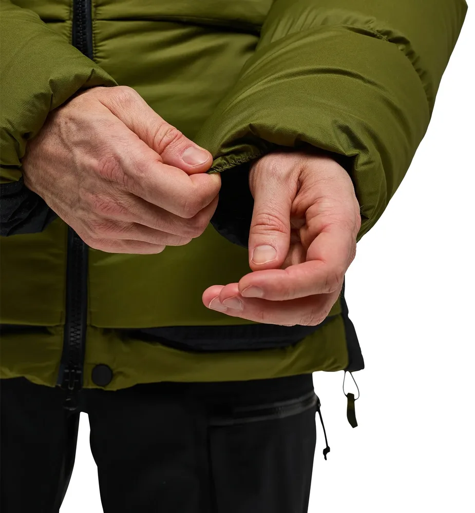 Unisex Hooded Puffer Jacket — Army Green & Black — Army Green & Black, cuff detail