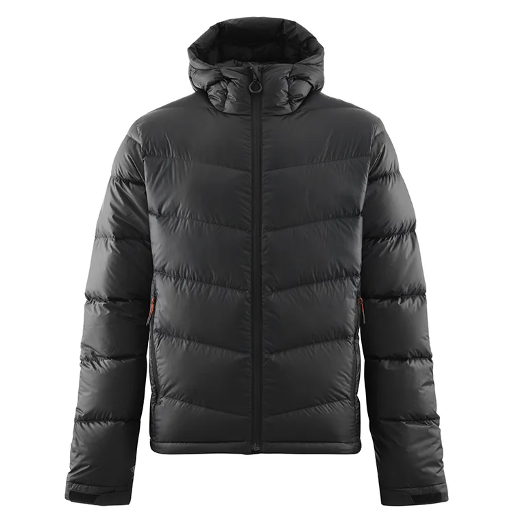 Unisex Hooded Puffer Jacket — Black — Black, front view