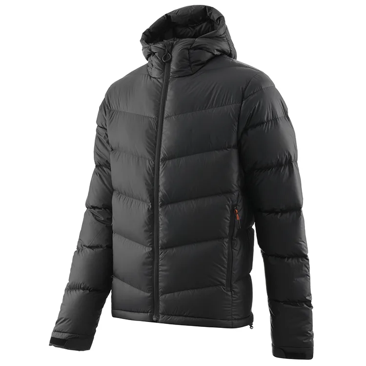 Unisex Hooded Puffer Jacket — Black — Black, three-quarter front view