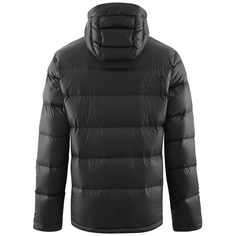 Unisex Hooded Puffer Jacket — Black — Black, back view