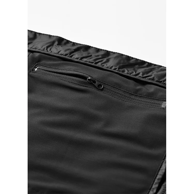 Unisex Hooded Puffer Jacket — Black — Black, interior pocket detail